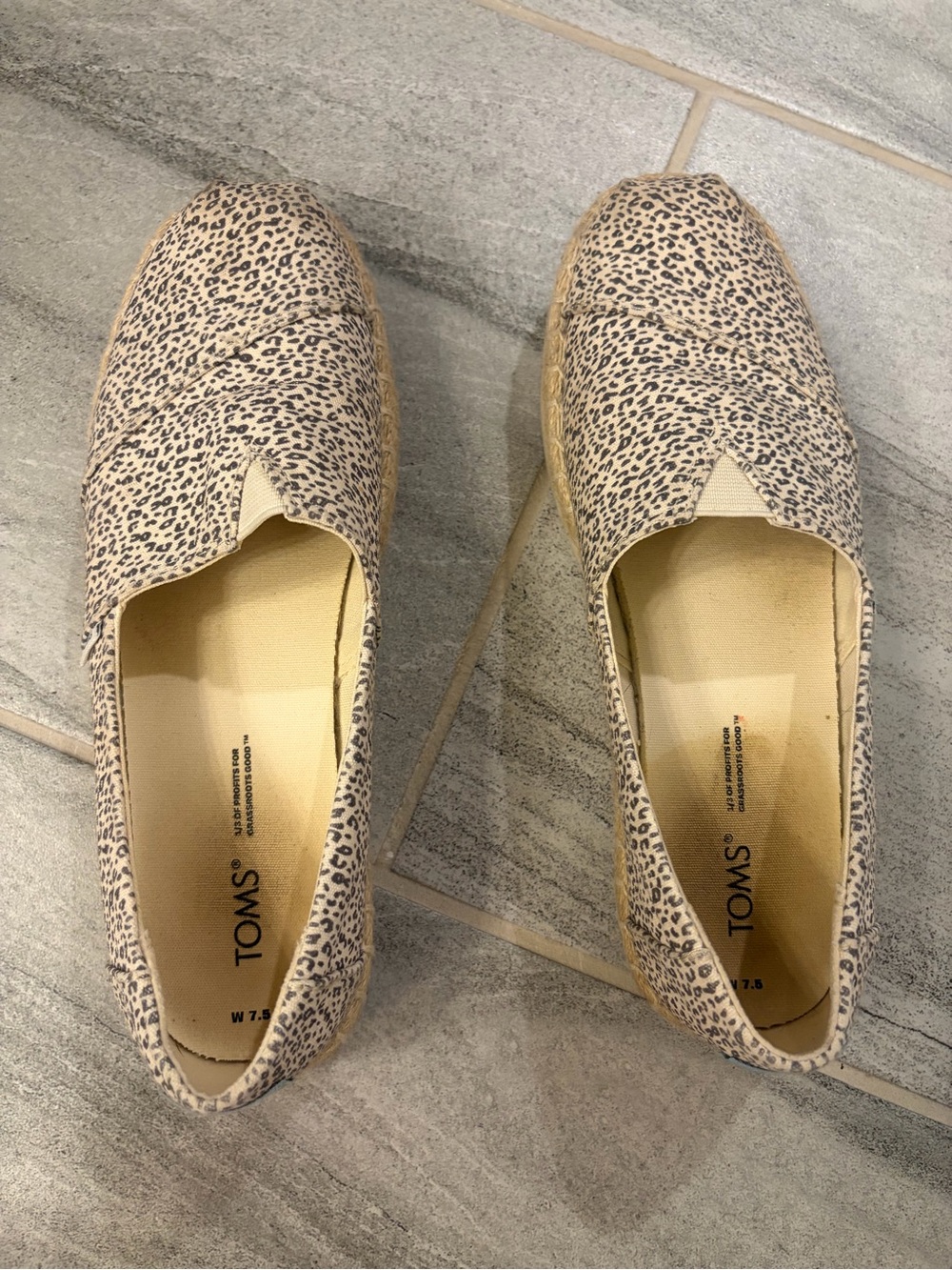 TOMS Women’s Leopard Print Slip-On Espadrilles - Beige & Black
